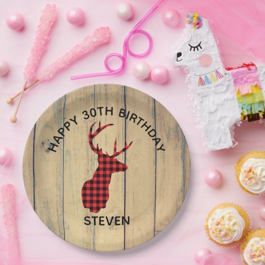 Donderkop met Antlers - Rustige Ronde Rustic Birth Papieren Bordje (Feest)