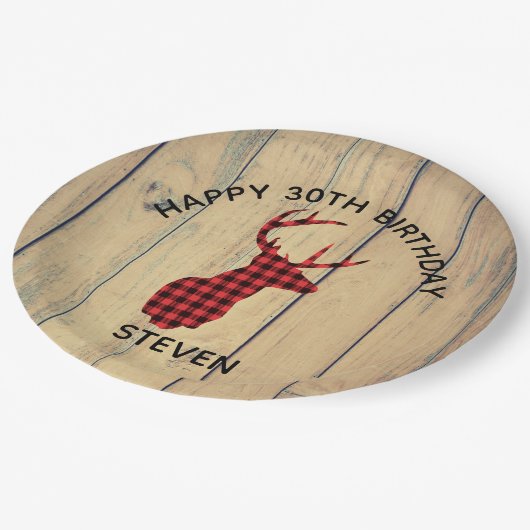 Donderkop met Antlers - Rustige Ronde Rustic Birth Papieren Bordje (Gekanteld)