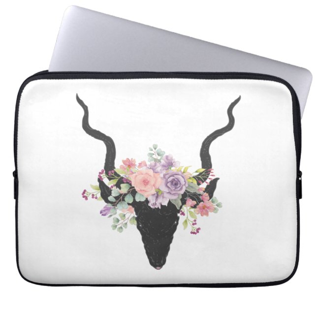 Donderkop silhouet met rozen laptop sleeve (Voorkant)