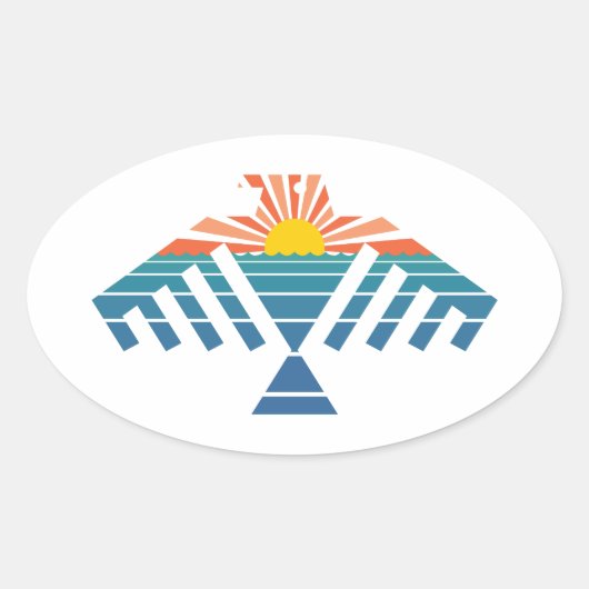 dondervogel zonsondergang ovale sticker (Voorkant)