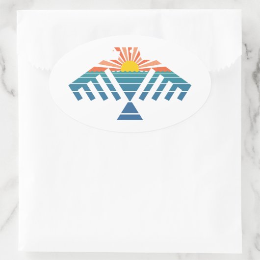 dondervogel zonsondergang ovale sticker (Tas)