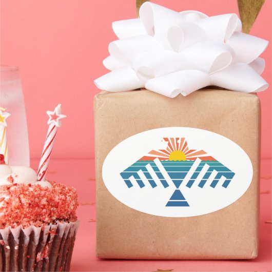 dondervogel zonsondergang ovale sticker (Feest)