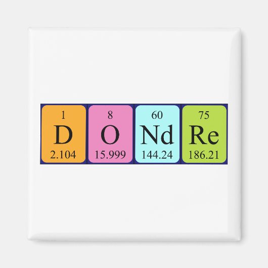 Dondre periodieke table name magnet (Voorkant)