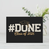 Done Class Of 2026 Gold Graduation Graduate Kaart (Staand voorkant)