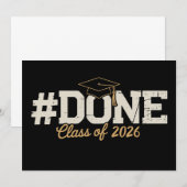 Done Class Of 2026 Gold Graduation Graduate Kaart (Voorkant / Achterkant)