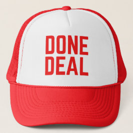 DONE DEAL Red bold slogan trucker hat Pet