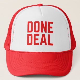 DONE DEAL Red bold slogan trucker hat Trucker Pet