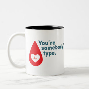 Doneer bloed type A Rh- - Je bent iemands type Tweekleurige Koffiemok
