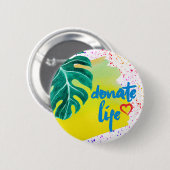 Doneer het Leven Tropische Gele Waterverf Ronde Button 5,7 Cm (Voorkant /achterkant)