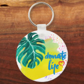Doneer het Leven Tropische Gele Waterverf Sleutelhanger (Voorkant)