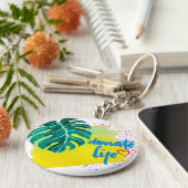 Doneer het Leven Tropische Gele Waterverf Sleutelhanger (Zijkant)