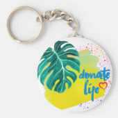 Doneer het Leven Tropische Gele Waterverf Sleutelhanger (Voorkant)