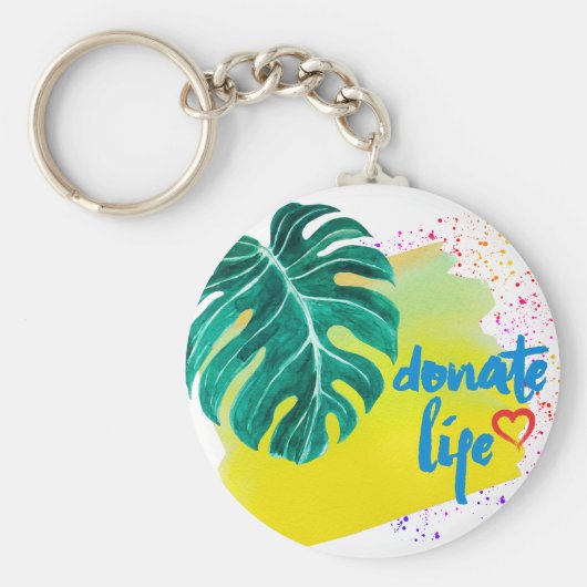 Doneer het Leven Tropische Gele Waterverf Sleutelhanger (Voorkant)
