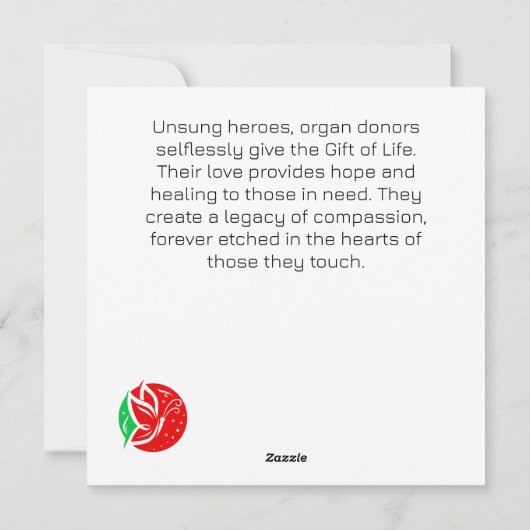  Doneer Leven Vlinder Donorbewustzijn Feestdagenkaart (Achterkant)