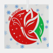 Doneer Life Butterfly Donor Awareness Christmas Glas Ornament (Achterkant)