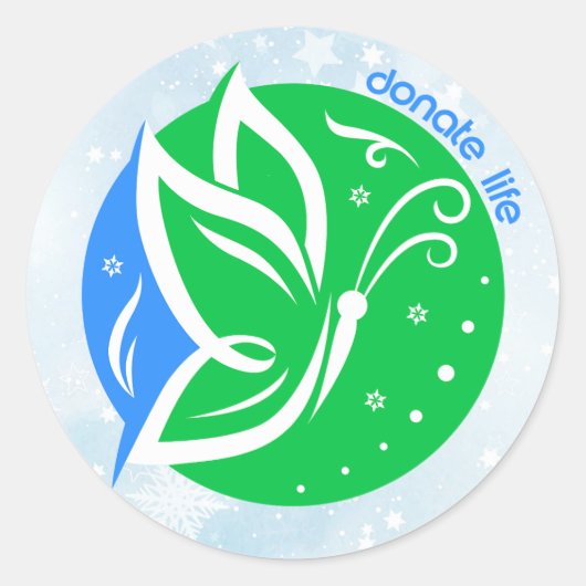 Doneer Life Butterfly Donor Awareness Christmas Ronde Sticker (Voorkant)