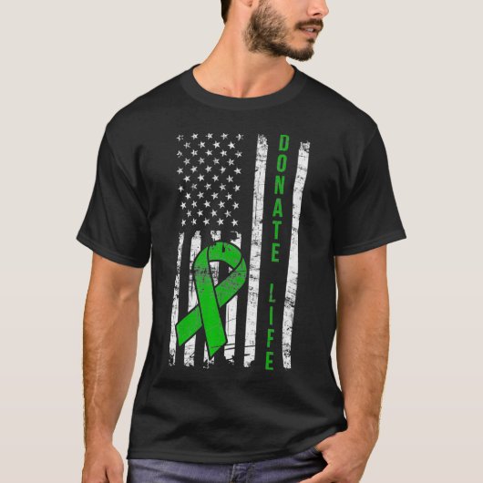 Doneer Life USA vlag orgaan long nier donor T-shirt (Voorkant)