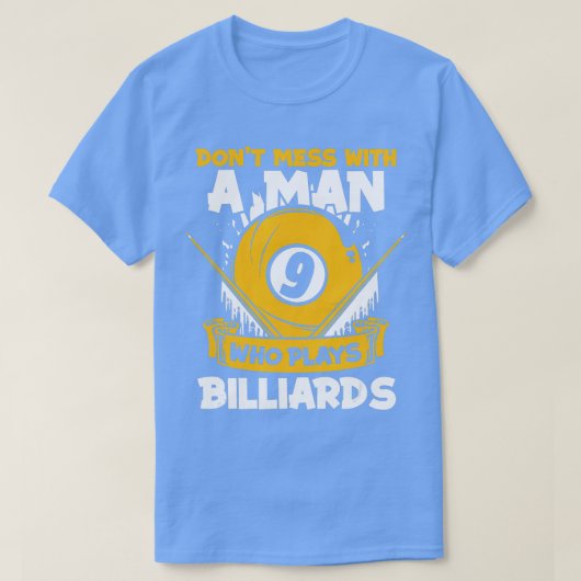 Doneer Mess met een Man dat Billiards Balls Bil sp T-shirt (Design voorkant)