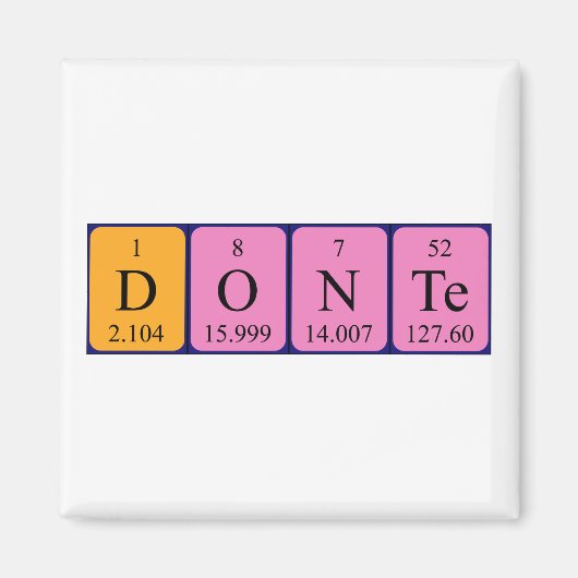 Doneer periodieke lijstnaam magneet (Voorkant)
