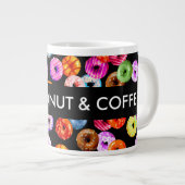 Doneert naadloos patroon + uw achtergrond. en idee grote koffiekop (Voorkant rechts)