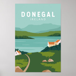 Donegal Ireland Retro Travel Art  Poster