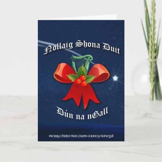 Donegal Irish kerstkaart - Nollaig Shona Duit Feestdagen Kaart (Voorkant)