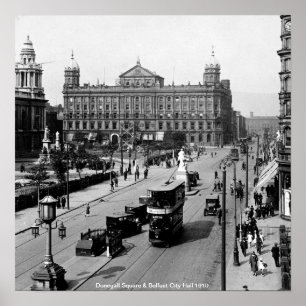 Donegall Square, Belfast Stadhuis 1910 N. Ierland Poster