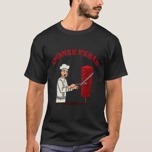 Döner Kebap Classic Kok met kebab spuug en mes T-shirt (Voorkant)