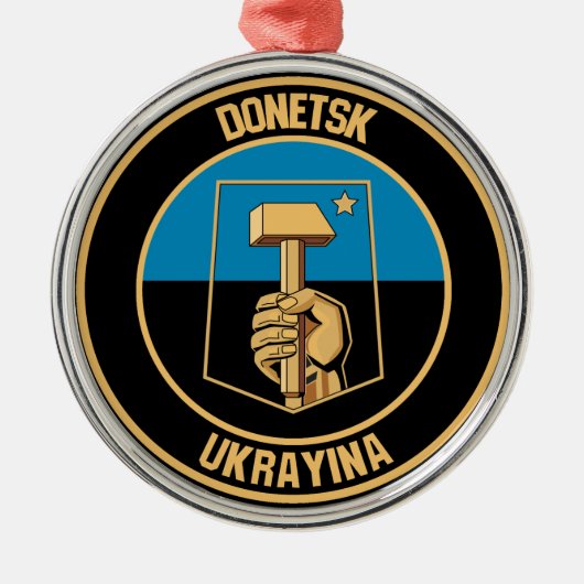 Donetsk Round Emblem Metalen Ornament (Voorkant)