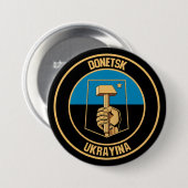 Donetsk Round Emblem Ronde Button 7,6 Cm (Voorkant /achterkant)