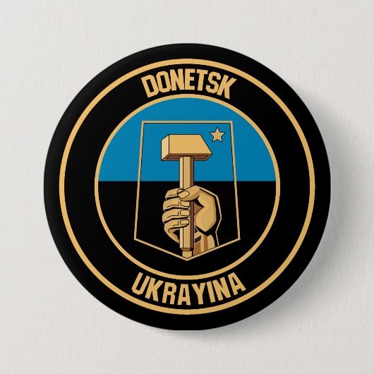 Donetsk Round Emblem Ronde Button 7,6 Cm (Voorkant)