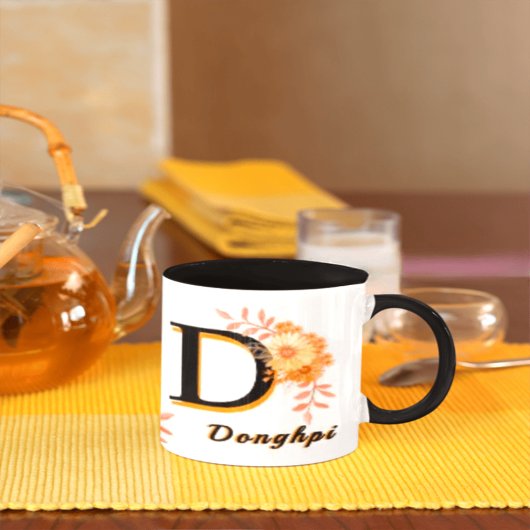 donghpi name Mug–Elegant Letter D  Coffee cup Mok