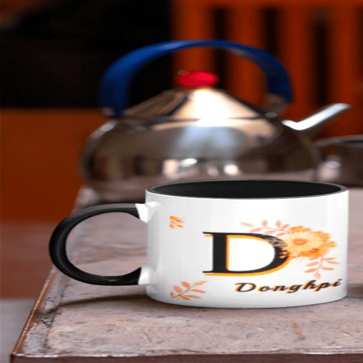 donghpi name Mug–Elegant Letter D  Coffee cup Mok
