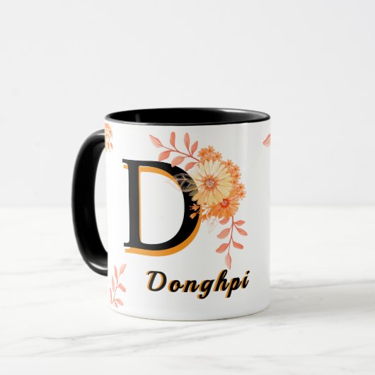 donghpi name Mug–Elegant Letter D Coffee cup Mok (Voorkant links)