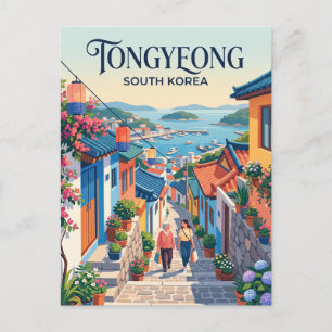 Dongpirang Muurschildering Dorp Steeg Zuid-Korea Briefkaart