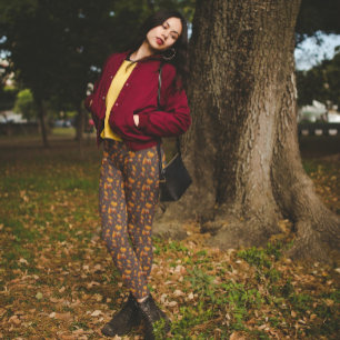 Donk Acorns Autumn Leaves Grey Leggings