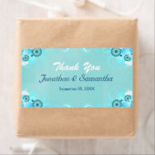 Donk Aqua Blue Blauwgroen Floral Large Wedding Fav Etiket (Insitu)