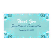 Donk Aqua Blue Blauwgroen Floral Large Wedding Fav Etiket (Voorkant)