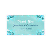 Donk Aqua Blue Blauwgroen Floral Medium Wedding Fa Etiket (Voorkant)