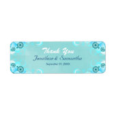 Donk Aqua Blue Blauwgroen Floral Small Wedding Fav Etiket (Voorkant)