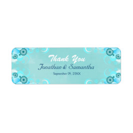 Donk Aqua Blue Blauwgroen Floral Small Wedding Fav Etiket