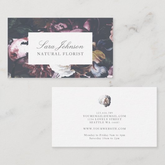 Donk Black Moody  Floral Visitekaartje (Voorkant / Achterkant)