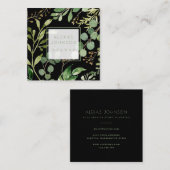 Donk Black Moody Modern Greenery Spring Vierkante Visitekaartje (Voorkant / Achterkant)