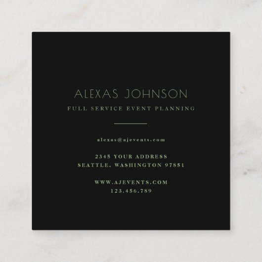 Donk Black Moody Modern Greenery Spring Vierkante Visitekaartje (Achterkant)