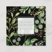 Donk Black Moody Modern Greenery Spring Vierkante Visitekaartje (Voorkant)