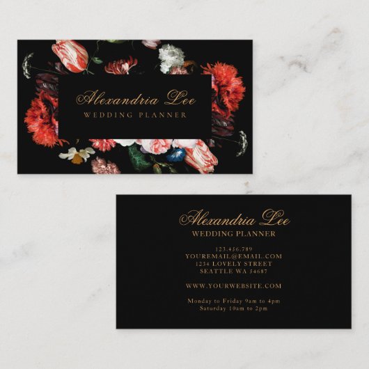 Donk Black Moody Red Floral Visitekaartje (Voorkant / Achterkant)