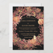 Donk Black Rustic Autumn Wreath Wedding Invitation Kaart (Voorkant)