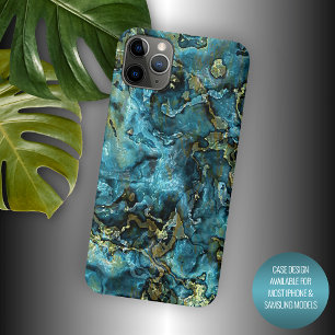 Donk Blauwgroen blauw Turquoise Faux Gold Agate Pa Case-Mate iPhone Case
