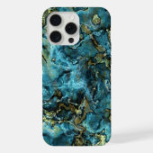 Donk Blauwgroen blauw Turquoise Faux Gold Agate Pa iPhone Hoesje (Achterkant)