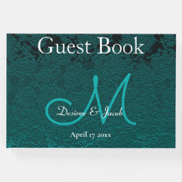 Donk Blauwgroen White Turquoise Elegant Wedding Mo Gastenboek